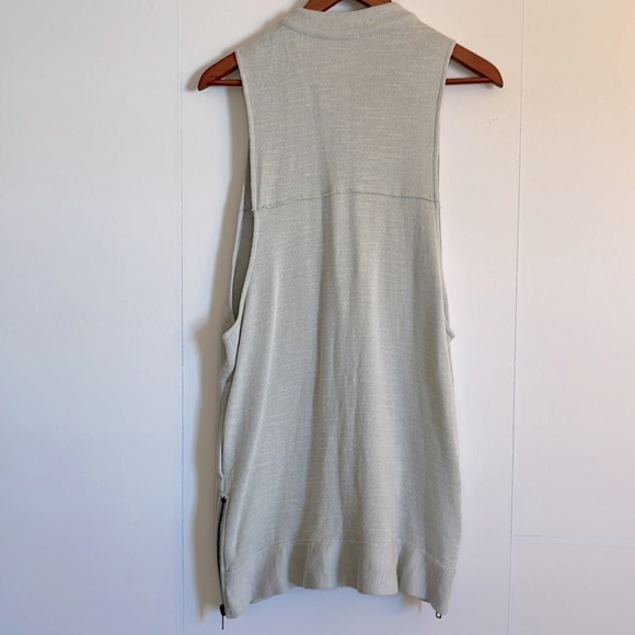 Free People Highway Slub Knit Vest Size S Light Gray Longline Zip Front - Picture 5 of 10